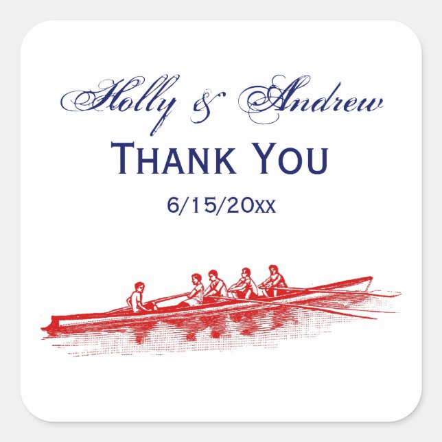 Pegatina Cuadrada Red Rowing Rowers Equipo Deportes Acuáticos (Anverso)