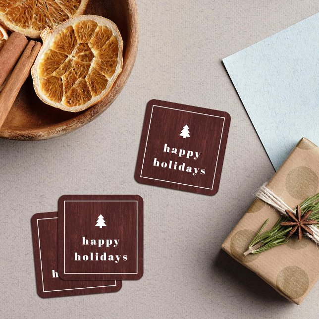 Pegatina Cuadrada Red Rustic Tree Woodgrain Christmas Sticker (Subido por el creador)