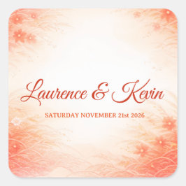 Pegatina Cuadrada Red Seigaiha – Japanese Wedding Collection