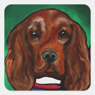 Pegatina Cuadrada Red Setter de Irlanda