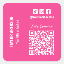 Pegatina Cuadrada Red social QR Code Pink