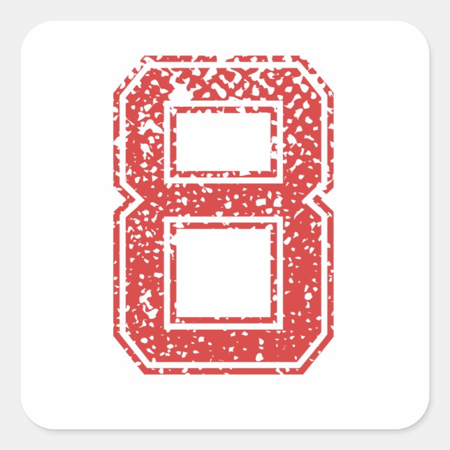 Pegatina Cuadrada Red Sports Jerzee Número 8 (Anverso)