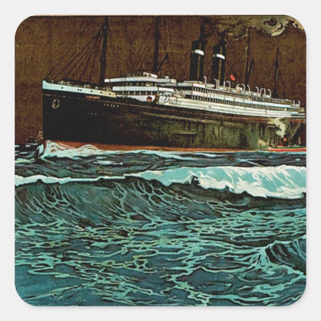 Pegatina Cuadrada Red Star Line ~ Antwerpen-Nueva York (Anverso)