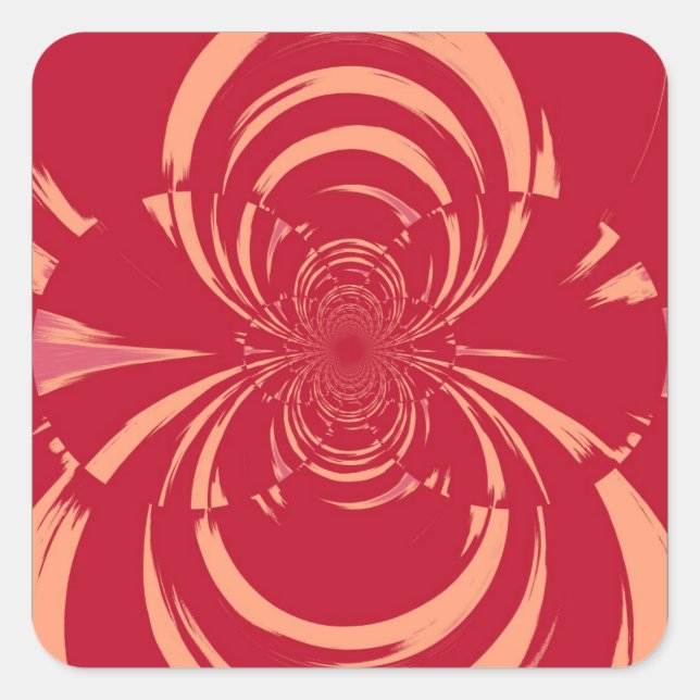 PEGATINA CUADRADA RED SWIRL RETRO ART DECO (Anverso)