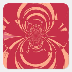 PEGATINA CUADRADA RED SWIRL RETRO ART DECO