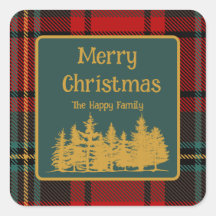 Red Tartan Plaid Feliz Navidad