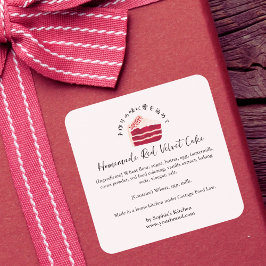 Pegatina Cuadrada Red Velvet Cake Bakery Ingredient Product Bakery