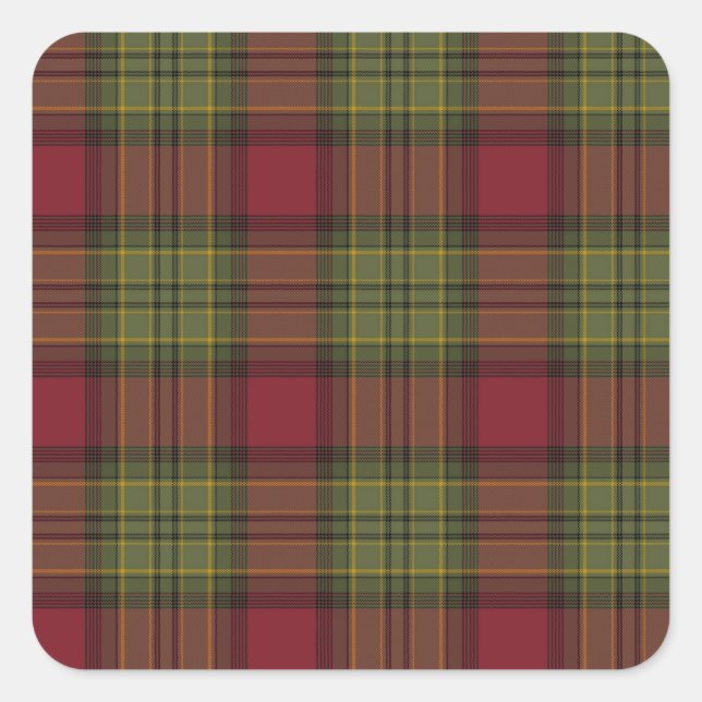Pegatina Cuadrada Red y Green Plaid (Anverso)