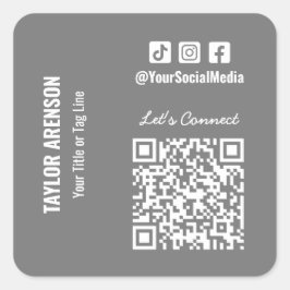 Pegatina Cuadrada Redes sociales QR Code Gris