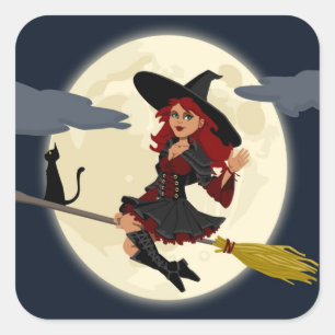 PEGATINA CUADRADA REDHEADED HALLOWEEN WITCH