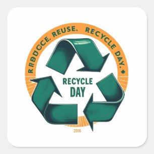 Pegatina Cuadrada Reduce Reuse Recycle Eco Tee