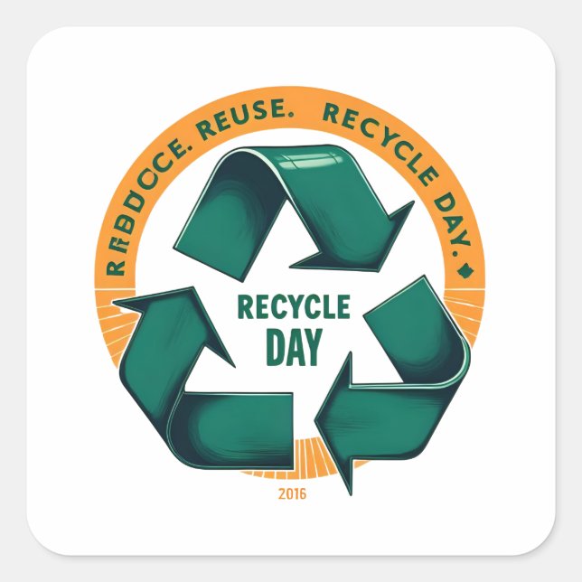 Pegatina Cuadrada Reduce Reuse Recycle Eco Tee (Anverso)