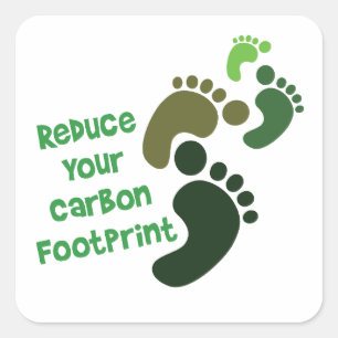 Pegatina Cuadrada Reducir tu huella de carbono verde