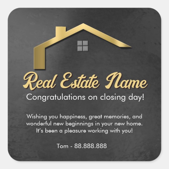 Pegatina Cuadrada Referral Real Estate Thank You business Square Squ (Anverso)