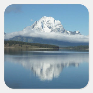 Pegatina Cuadrada Reflejo del Monte Moran en Grand Teton