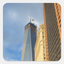 Pegatina Cuadrada Reflejos de rascacielos de Nueva York