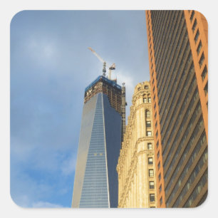 Pegatina Cuadrada Reflejos de rascacielos de Nueva York