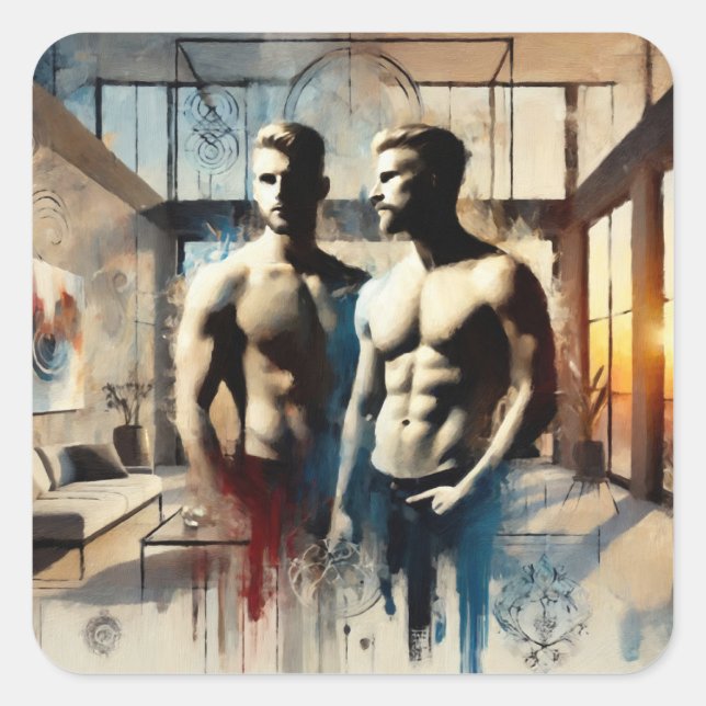 Pegatina Cuadrada Reflets de Passion - L'Étreinte Moderne (Anverso)