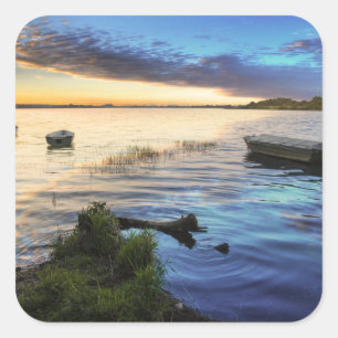 Pegatina Cuadrada Reflexión de los barcos de navegación de la pues