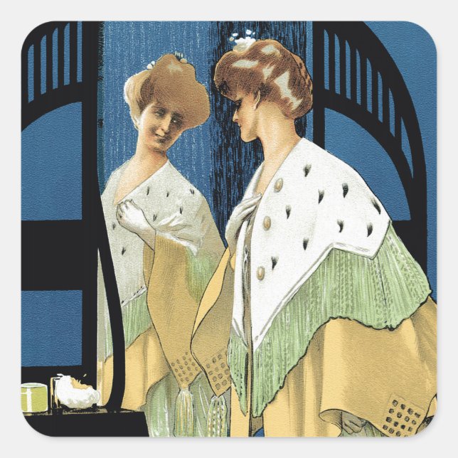 Pegatina Cuadrada Reflexión de moda (Anverso)