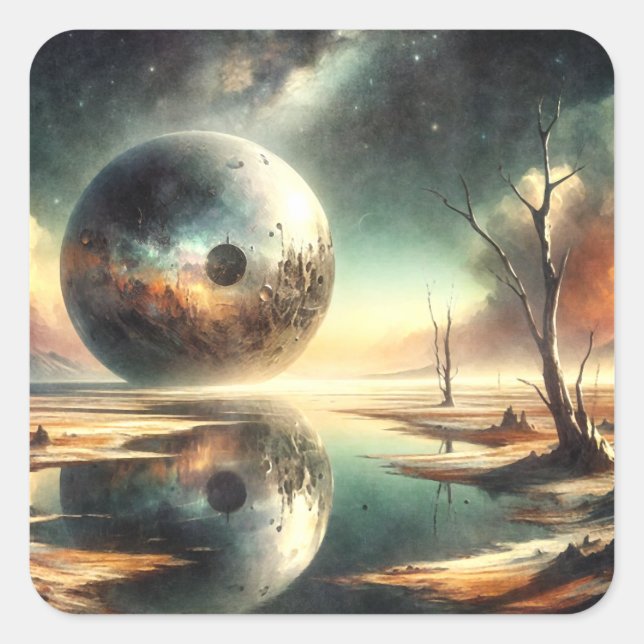 Pegatina Cuadrada Reflexiones sobre el caos (Anverso)