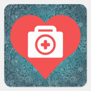 Pegatina Cuadrada Refresque los equipos de primeros auxilios Picto