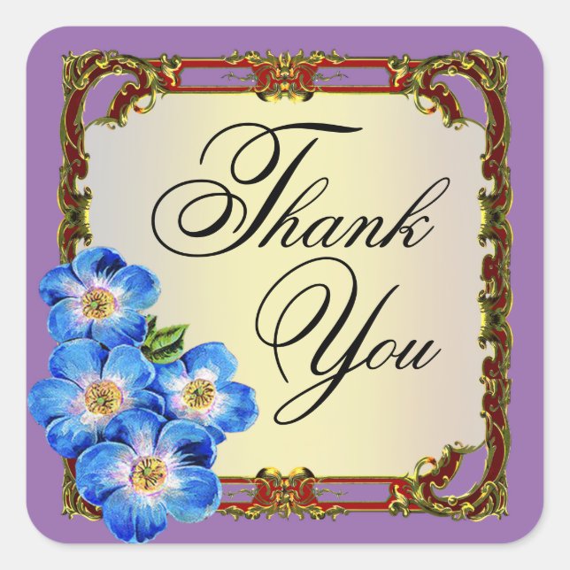 Pegatina Cuadrada Regal Victorian Floral Favor | púrpura (Anverso)