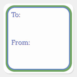 Pegatina Cuadrada Regalo Azul y Verde Sticker