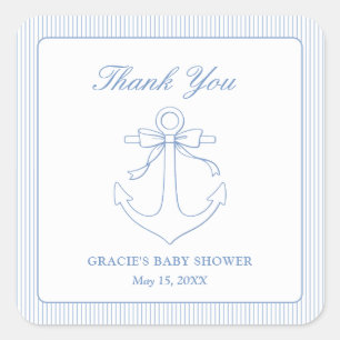 Pegatina Cuadrada Regalo de agradecimiento para baby shower de Ahoy