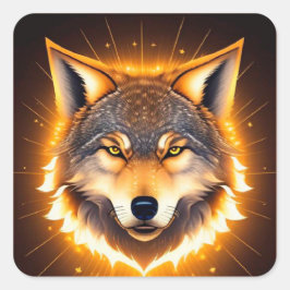 Pegatina Cuadrada Regalo de amante de la vida silvestre del lobo rad