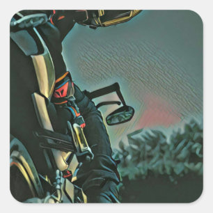 Pegatina Cuadrada regalo de amante de las carreras de motocicletas