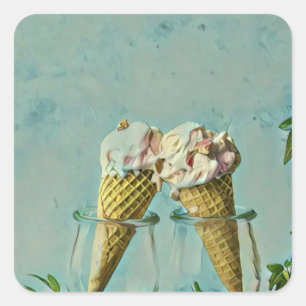Pegatina Cuadrada Regalo de amante de los helados