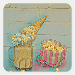 Pegatina Cuadrada Regalo de amante de los helados