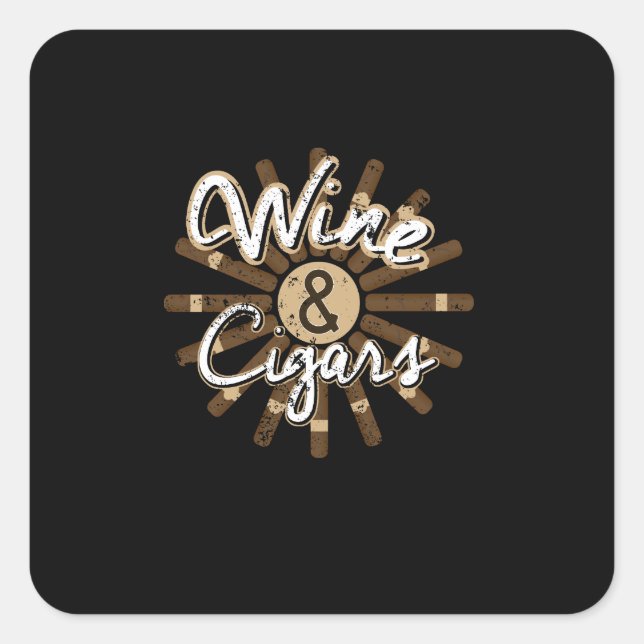 Pegatina Cuadrada Regalo de Amante del Vino Humeante de Cigarro de V (Anverso)