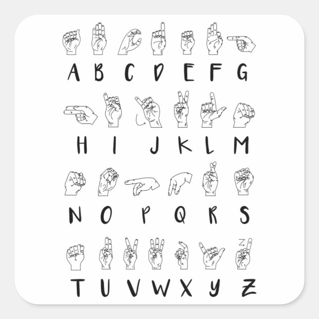 Pegatina Cuadrada Regalo de Aprendizaje Alphabet de Lenguaje de Rótu (Anverso)