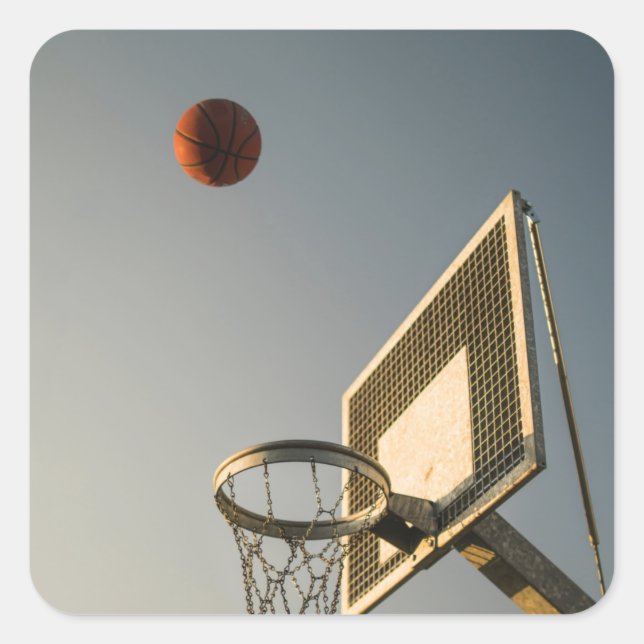 Pegatina Cuadrada Regalo de baloncesto de bonito (Anverso)