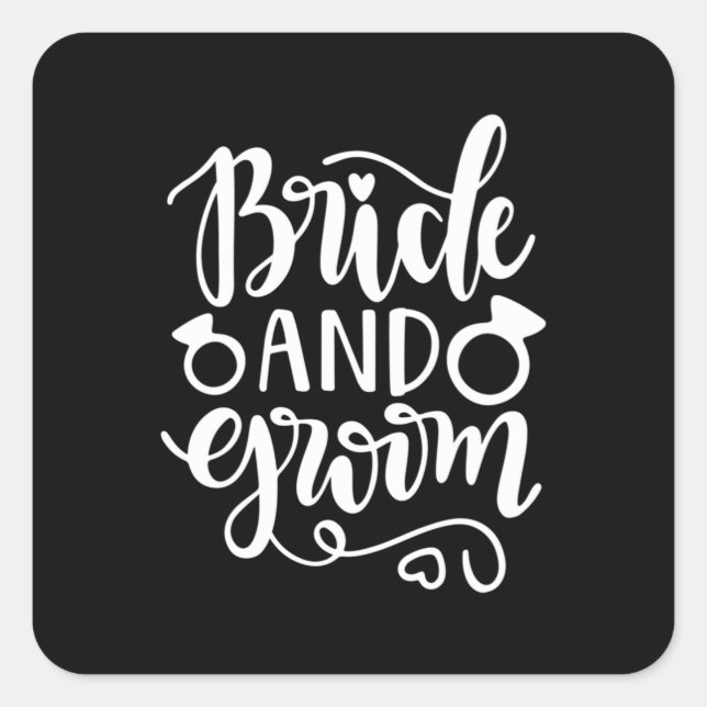 Pegatina Cuadrada Regalo de Boda Novia y Novio (Anverso)