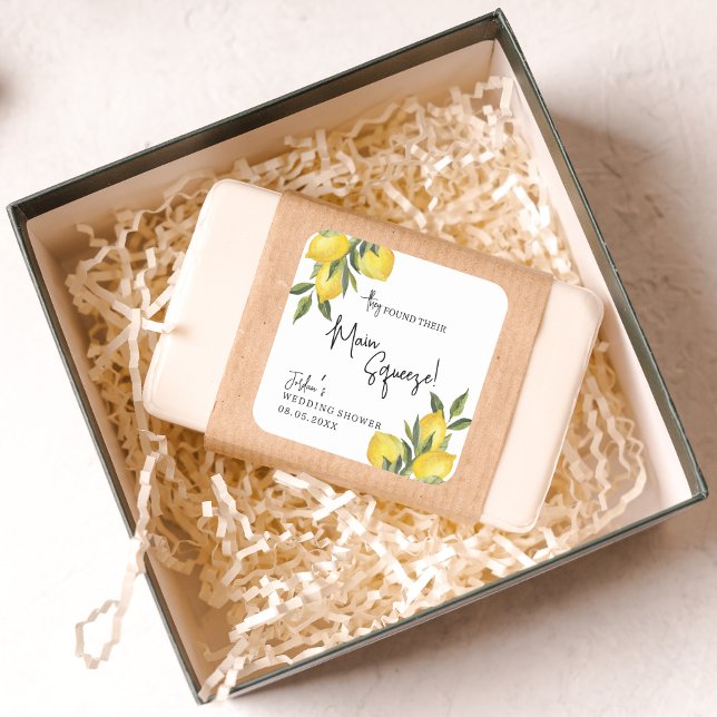 Pegatina Cuadrada Regalo de boda o ducha de novia Main Squeeze Lemon (Subido por el creador)