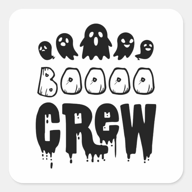 Pegatina Cuadrada Regalo de Boo Crew Halloween (Anverso)
