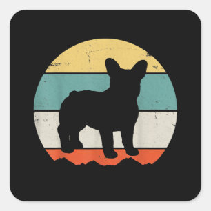 Pegatina Cuadrada Regalo de Bulldog retro vintage para mamá de perro