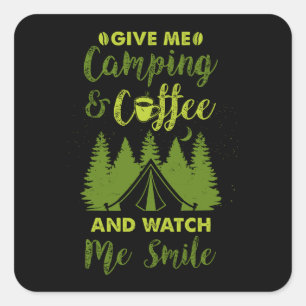 Pegatina Cuadrada Regalo de café de camping