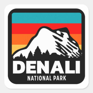 Pegatina Cuadrada Regalo de camping en el parque nacional de Denali