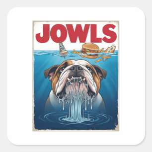 Pegatina Cuadrada Regalo de cartel de English Bulldog Jowls Sharky