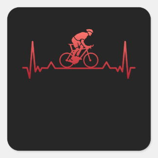 Pegatina Cuadrada Regalo de ciclismo en bicicleta de montaña Heartbe