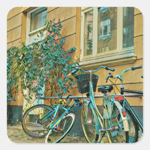 Pegatina Cuadrada Regalo de ciclismo sobre el amante Pintura en bi