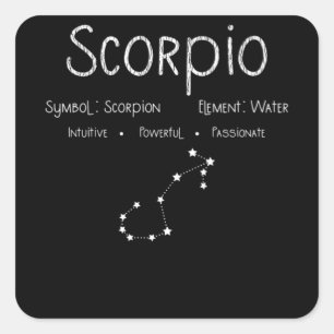 Pegatina Cuadrada Regalo de constelación del signo zodiacal de Escor