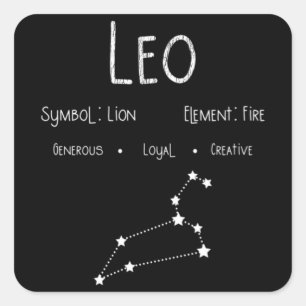 Pegatina Cuadrada Regalo de Constelación Zodiacal de Leo Astrología