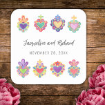 Pegatina Cuadrada Regalo de corazón sagrado de México<br><div class="desc">Corazón sagrado de México</div>