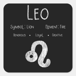 Pegatina Cuadrada Regalo de Cumpleaños Astrología Signo Zodiacal Leo