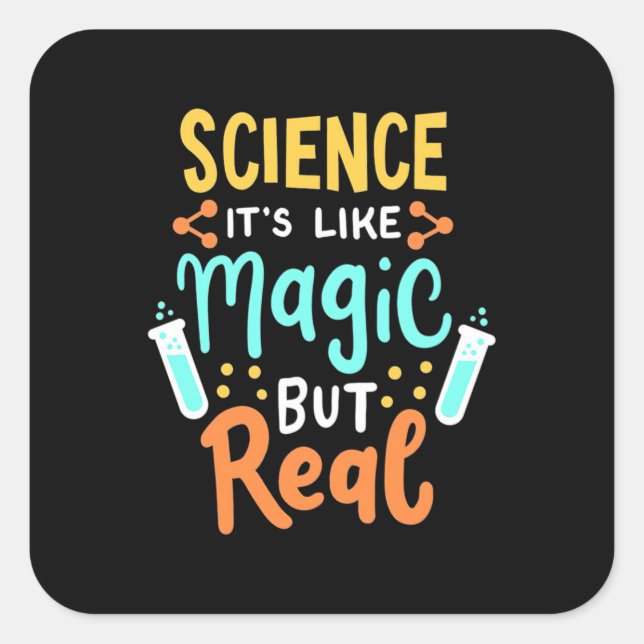 Pegatina Cuadrada Regalo de cumpleaños | Ciencia Es Como La Magia (Anverso)